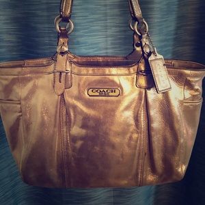 Coach Gold Purse Tote bag used